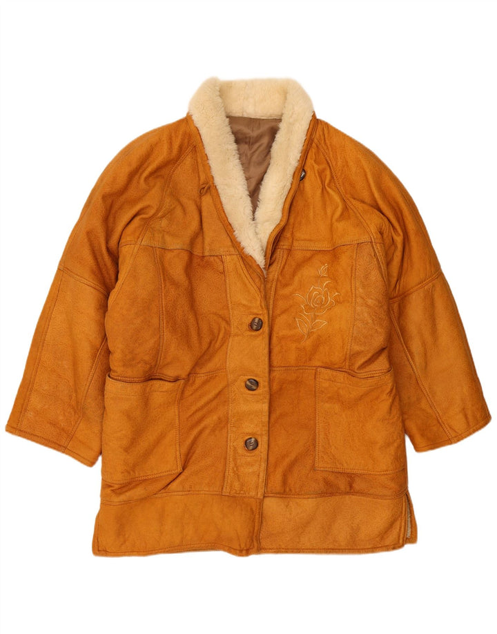 Cappotto in shearling oversize da donna vintage UK 14 Beige medio