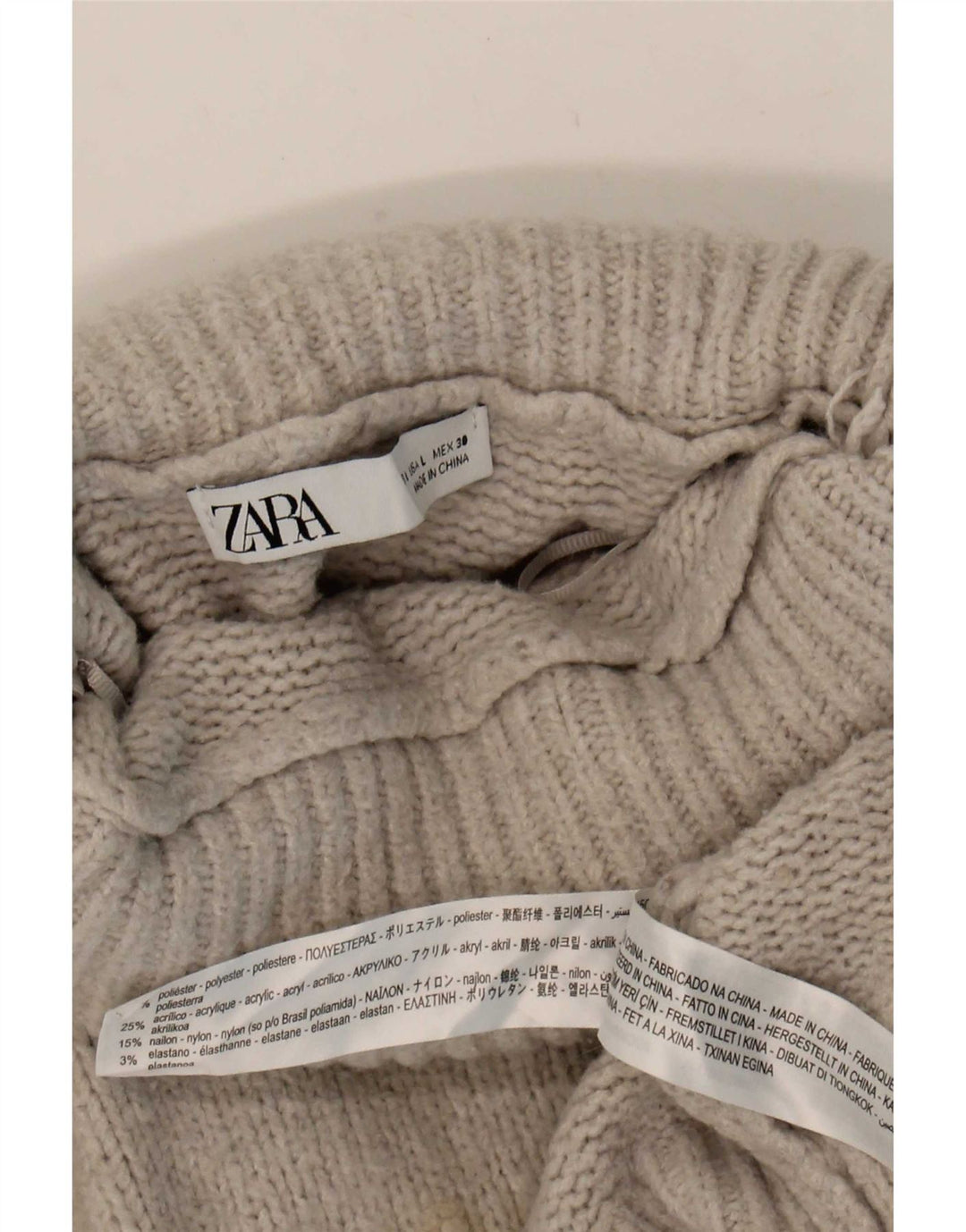 Maglione maglione oversize con collo alto da donna Zara UK 14 grande poliestere grigio