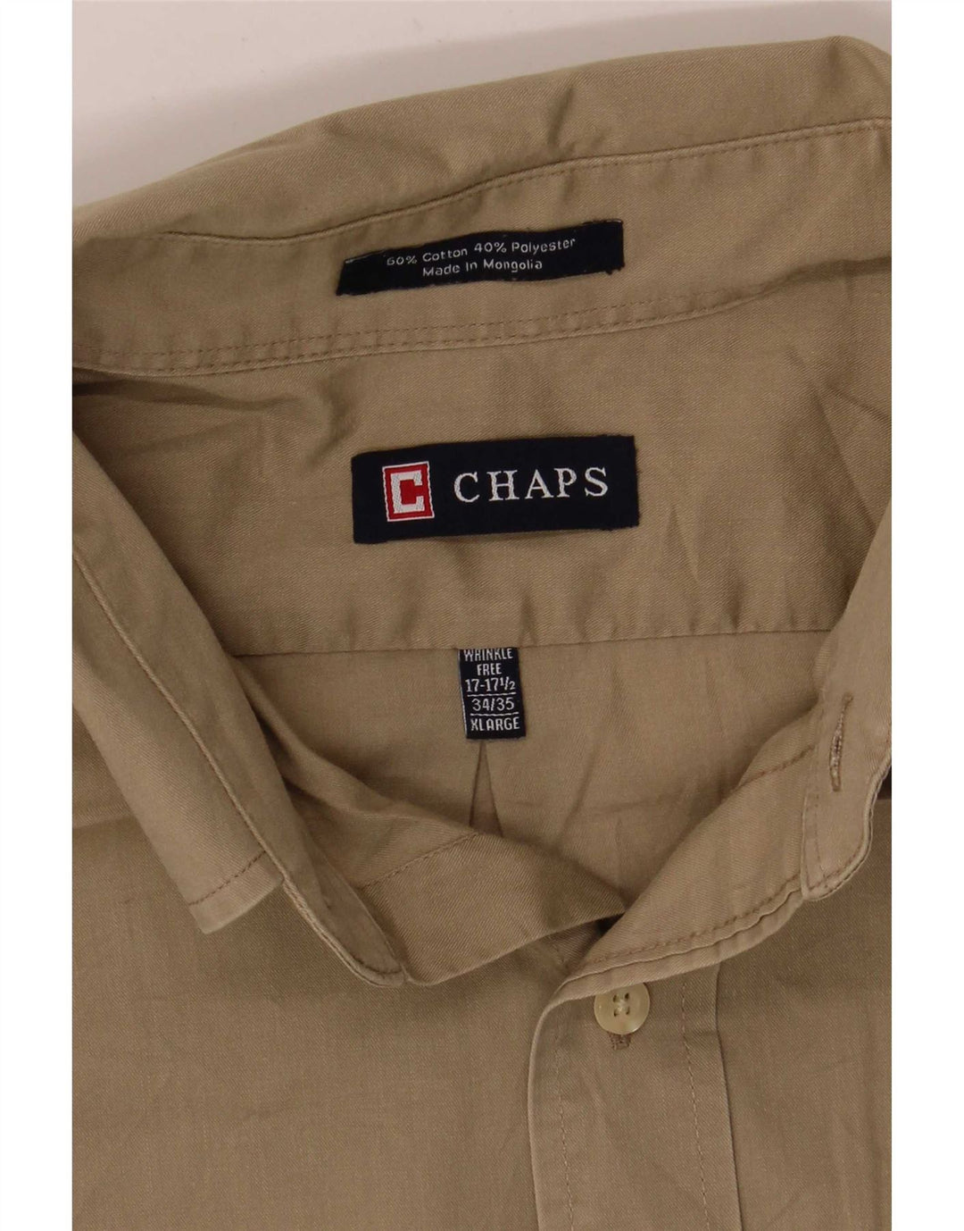 Camicia da uomo Chaps taglia 17 1/2 XL cotone kaki