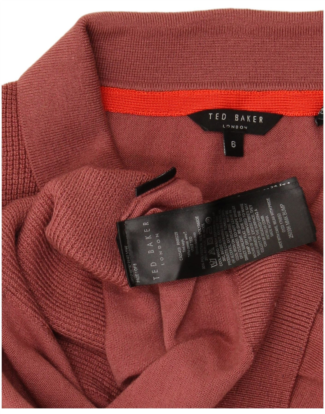Polo da uomo Ted Baker taglia 6 2XL poliestere rosso