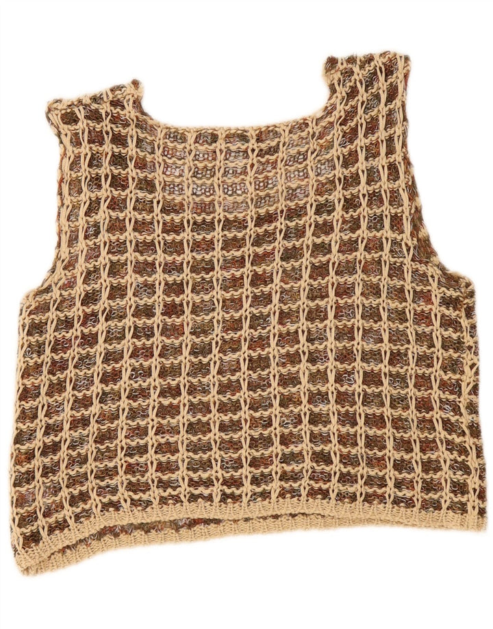 Donatella Top da donna in camicetta all'uncinetto corta UK 12 medio multicolore