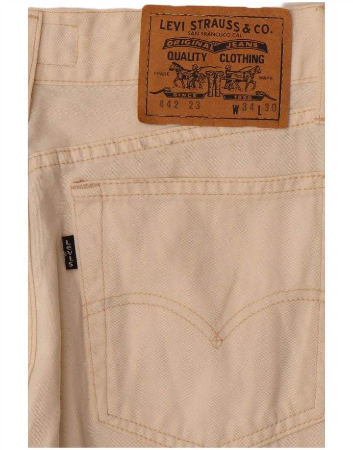 LEVI'S Womens Straight Jeans W34 L30 Off White Cotton