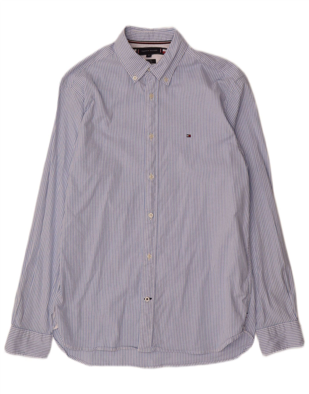 TOMMY HILFIGER Camicia da uomo vestibilità regolare in cotone gessato blu medio