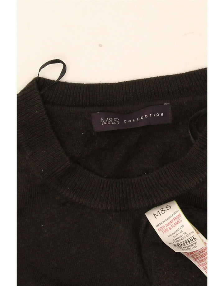 Maglione maglione girocollo da donna Marks & Spencer UK 16 grande nero