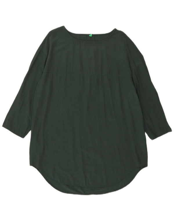 Top tunica manica 3/4 da donna Benetton UK 16 Large verde viscosa