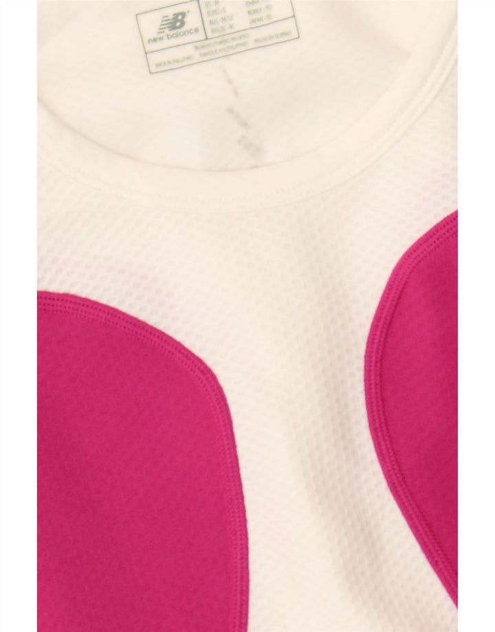 NEW BALANCE Womens Top Long Sleeve UK 14 Large Pink Colourblock Polyester Vintage New Balance and Second-Hand New Balance from Messina Hembry 