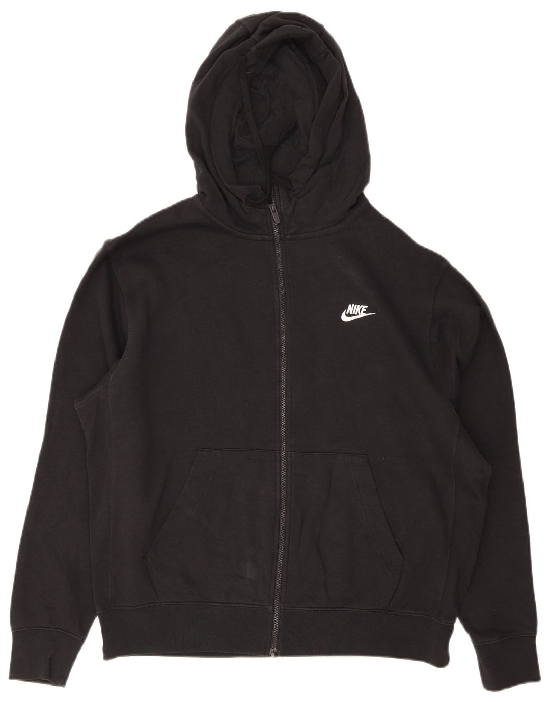 Felpa con cappuccio e zip Nike da uomo, grande, in cotone nero