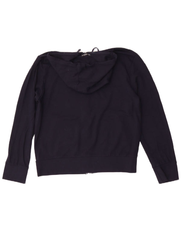 Maglione con cappuccio e zip da donna Zara UK 14 viscosa media blu navy