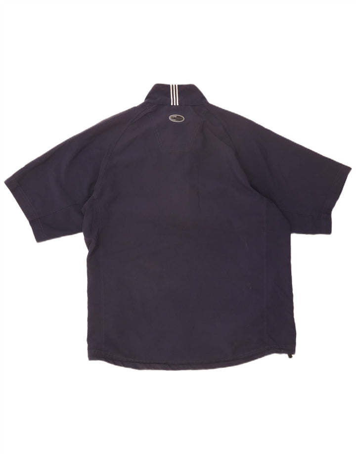 Adidas Uomo Manica Corta Zip Collo Pullover Tuta Top Medio Blu Navy