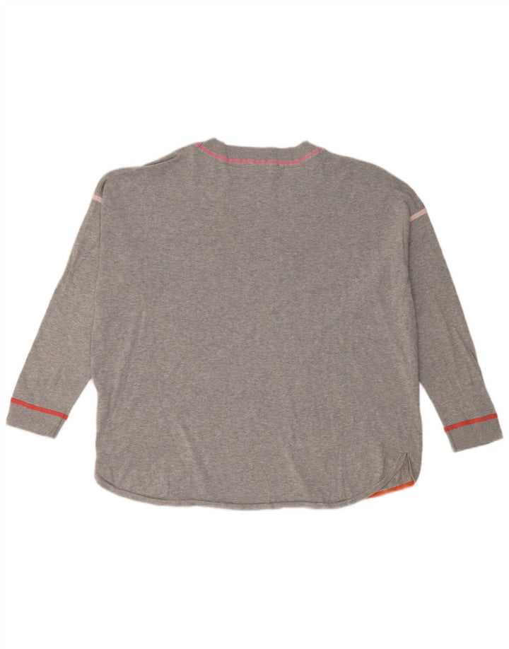 Maglione maglione girocollo oversize da donna Tommy Hilfiger UK 16 grande grigio