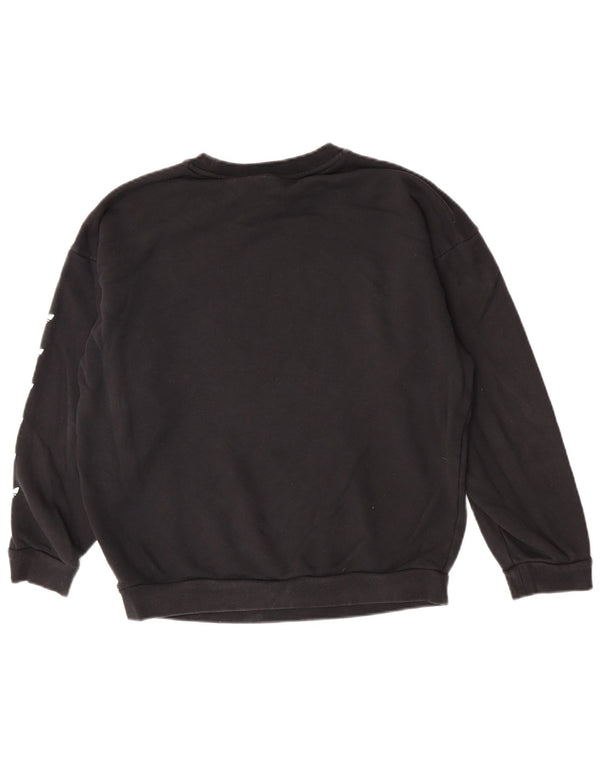 Felpa oversize con grafica Adidas da donna, maglione UK 12, cotone nero medio