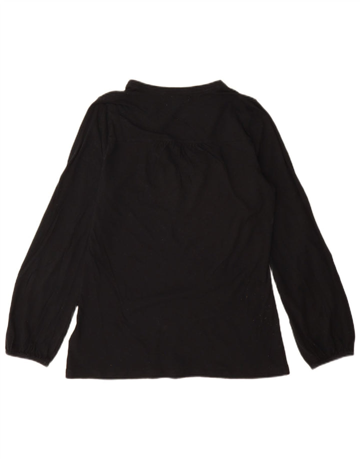 Ralph Lauren Womens Long Sleeve Blouse Top UK 12 Medium Black Cotton