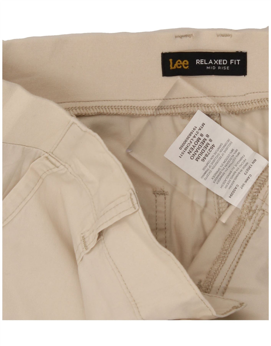 LEE Womens Mid Rise Relaxed Fit Cargo Shorts US 8 Medium W30 Beige Cotton Vintage Lee and Second-Hand Lee from Messina Hembry 
