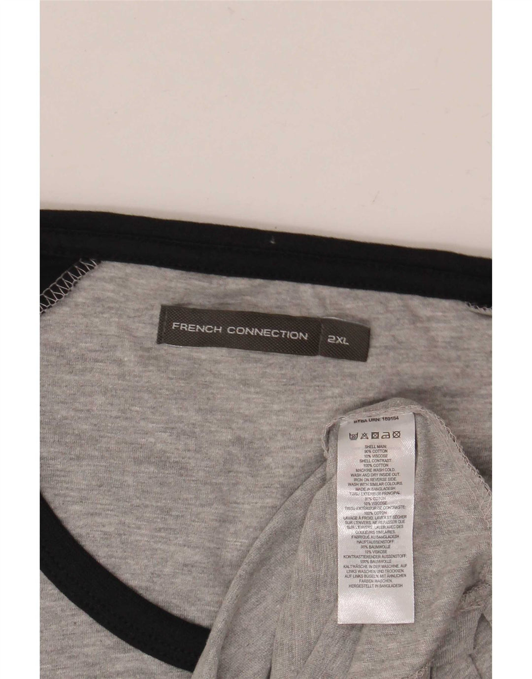 French Connection Maglia da uomo a maniche lunghe 2XL Cotone color block grigio