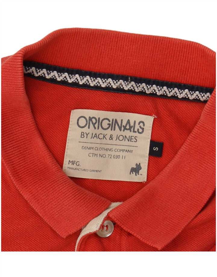Polo grafica da uomo Jack & Jones piccola in cotone rosso