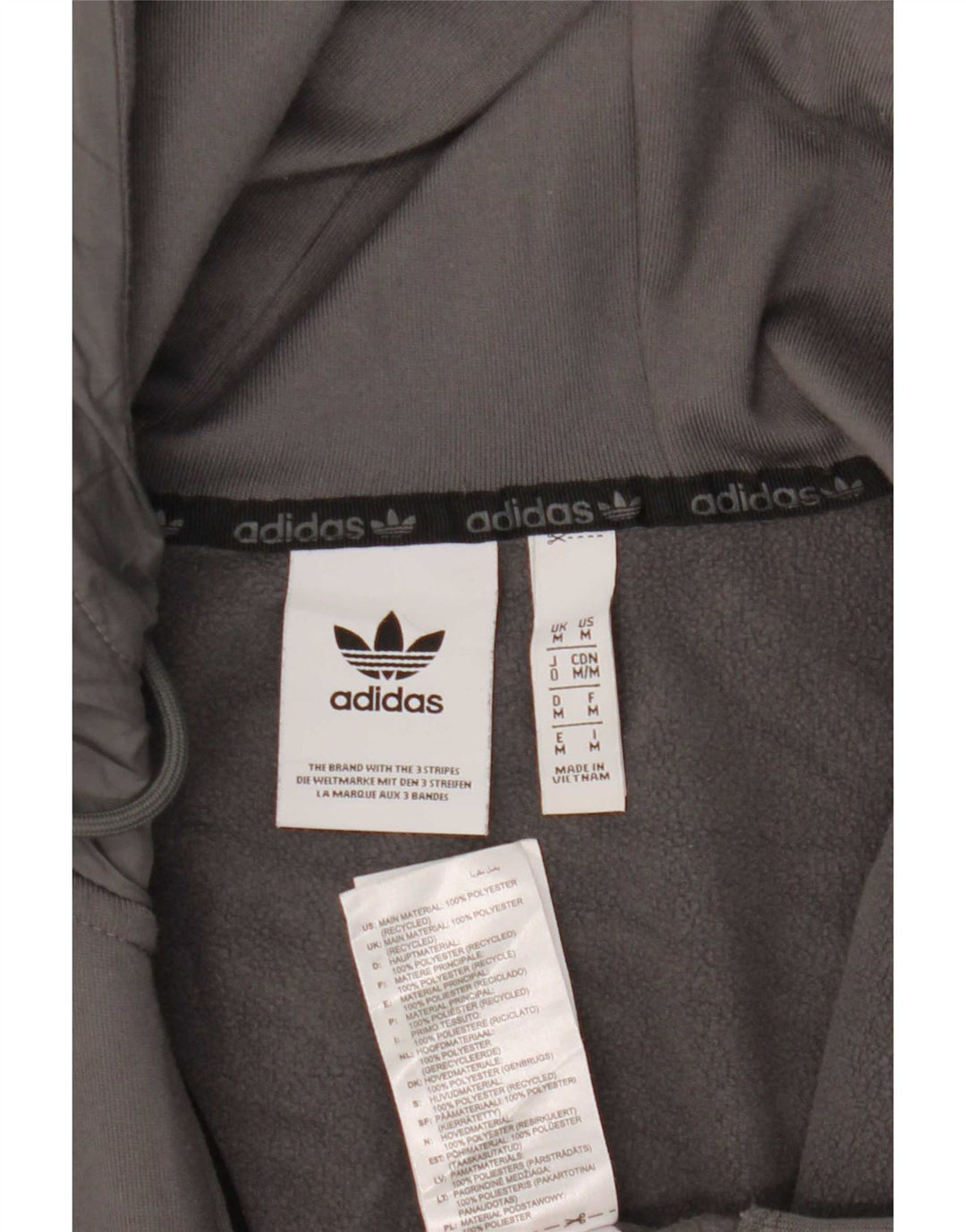 Maglione con cappuccio e zip da uomo Adidas in poliestere color block grigio medio
