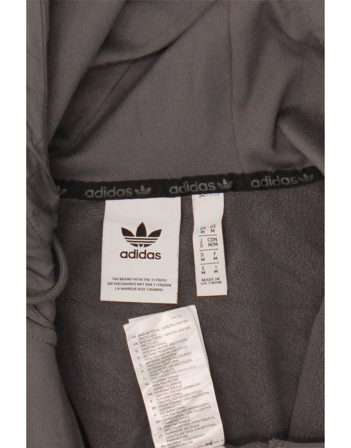 Maglione con cappuccio e zip da uomo Adidas in poliestere color block grigio medio