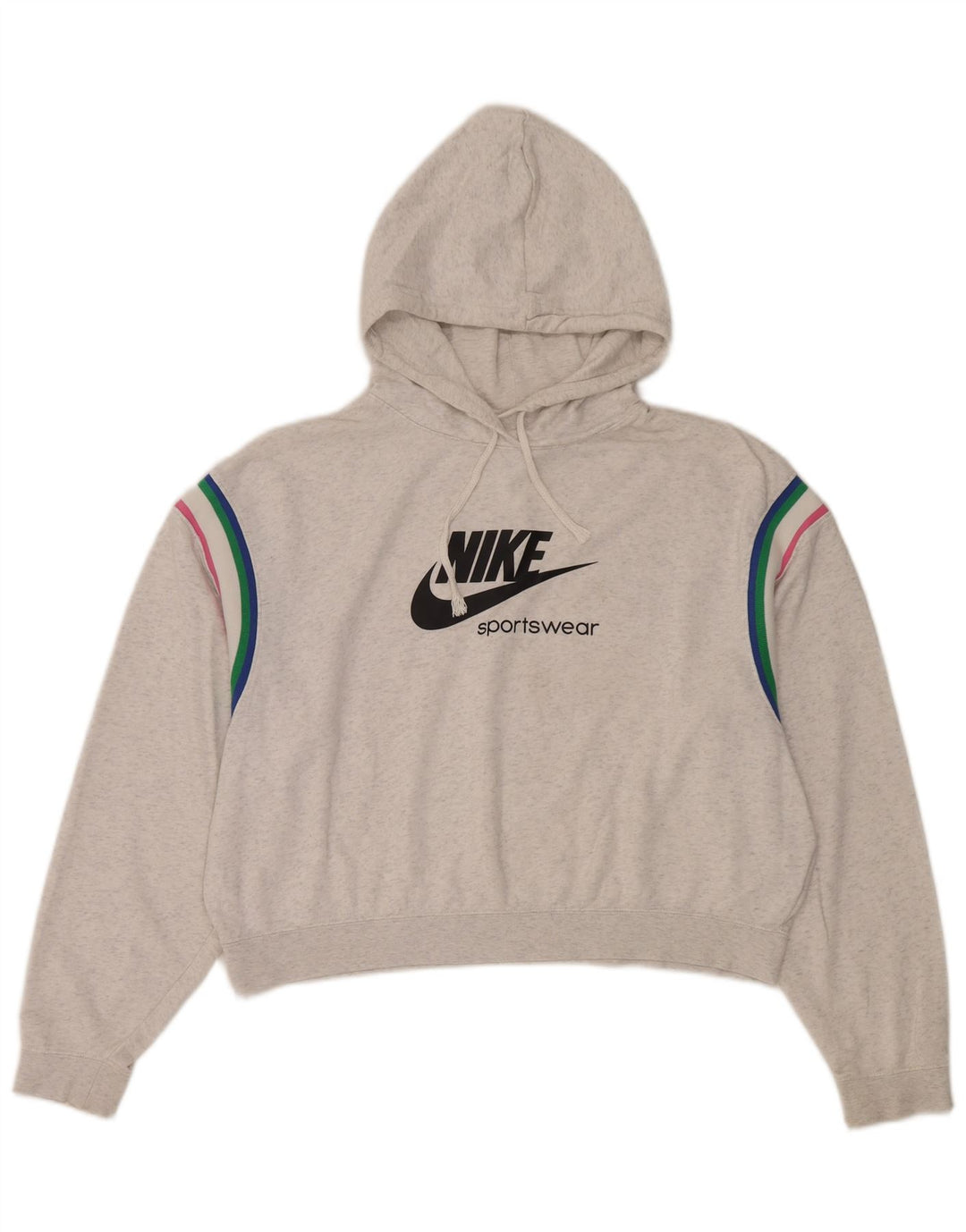 Felpa con cappuccio oversize con grafica Nike da donna UK 14 Cotone grigio medio