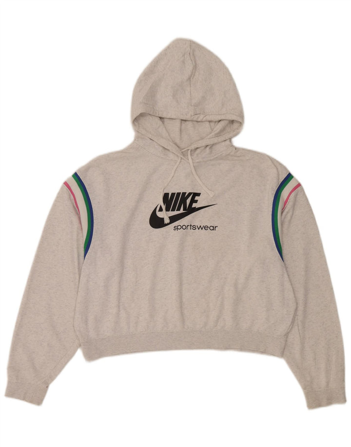 Felpa con cappuccio oversize con grafica Nike da donna UK 14 Cotone grigio medio