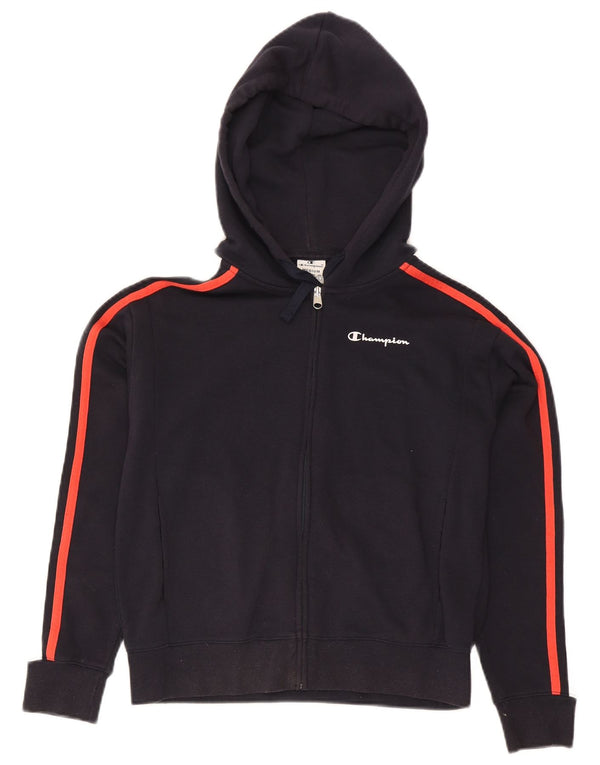 Maglione con cappuccio e zip corta da donna Champion UK 14 Blocco colore blu navy medio