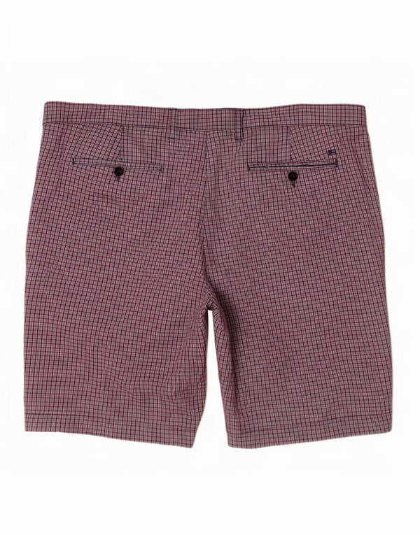 Pantaloncini chino da uomo Marks & Spencer W42 2XL cotone a quadri rossi