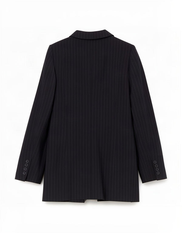 Giacca blazer da donna a 1 bottone Reiss UK 4 XS poliestere gessato blu navy