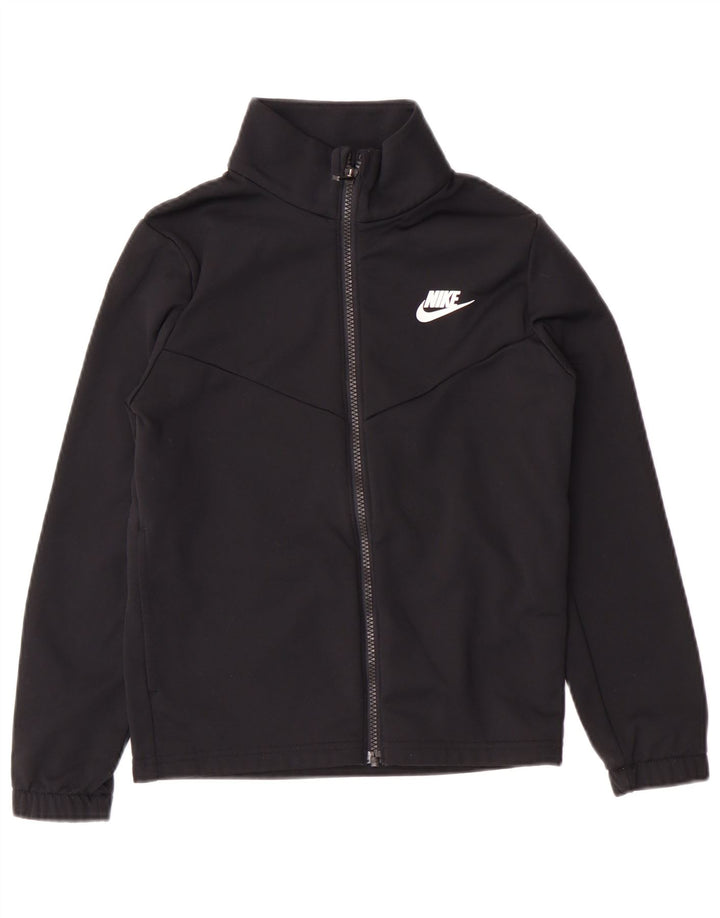 NIKE Boys Graphic Tracksuit Top Jacket 10-11 Years Medium Black Polyester