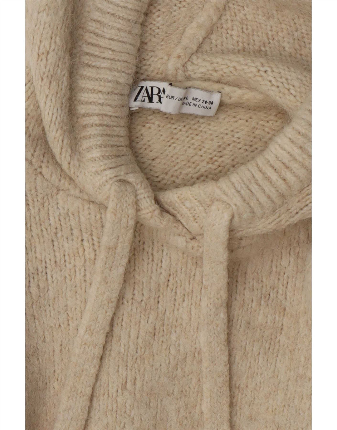 Maglione corto con cappuccio da donna Zara UK 14 Beige medio