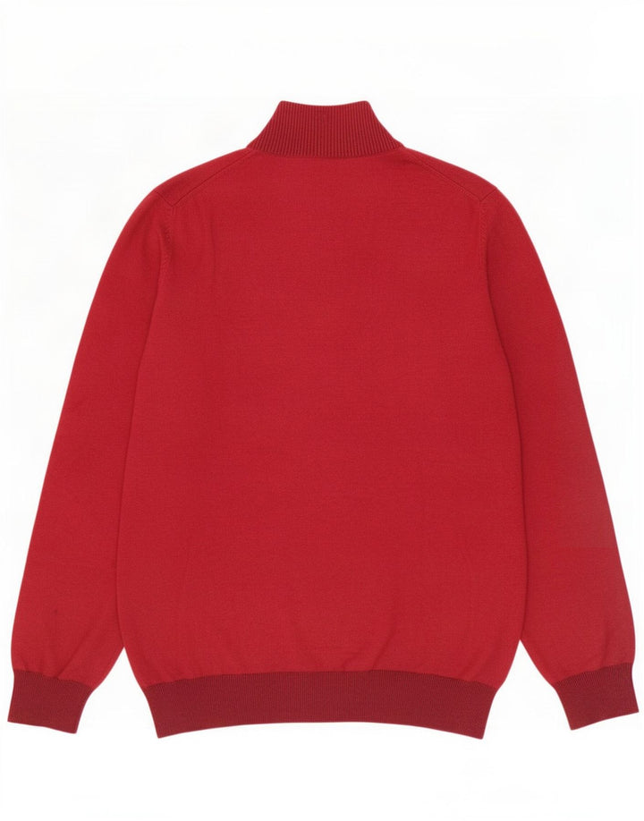 Massimo Dutti Maglione da uomo con collo a bottoni XL in cotone bordeaux