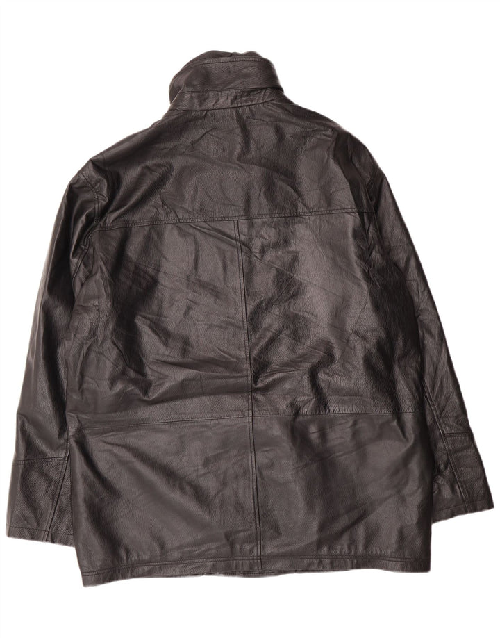 ZARRO Mens Leather Coat UK 44 2XL Black Lambskin