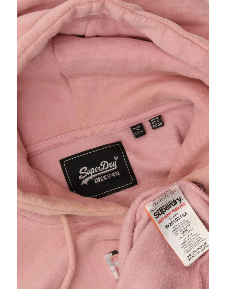 Maglione con cappuccio grafico da donna SUPERDRY UK 8 piccolo cotone rosa