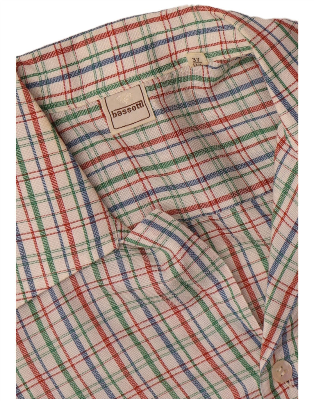 Camicia a maniche corte da uomo Bassetti taglia 37 14 1/2 piccolo quadretto multicolore