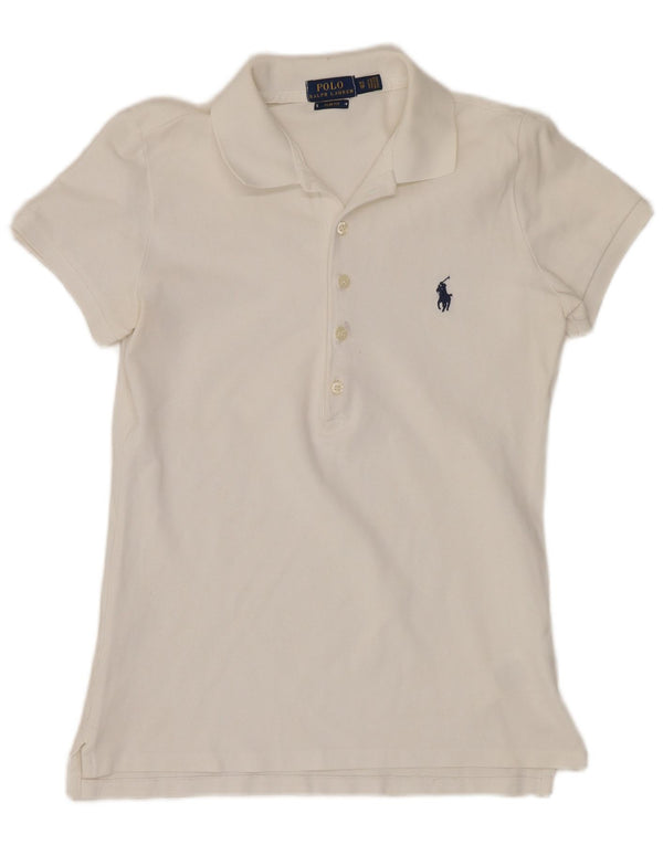 Polo Ralph Lauren da donna slim fit polo UK 6 XS cotone bianco
