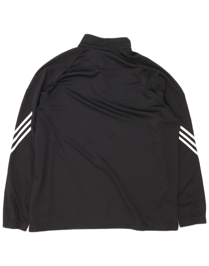 Adidas Uomo Climalite Zip Neck Pullover Tuta Top 2XL Poliestere Nero