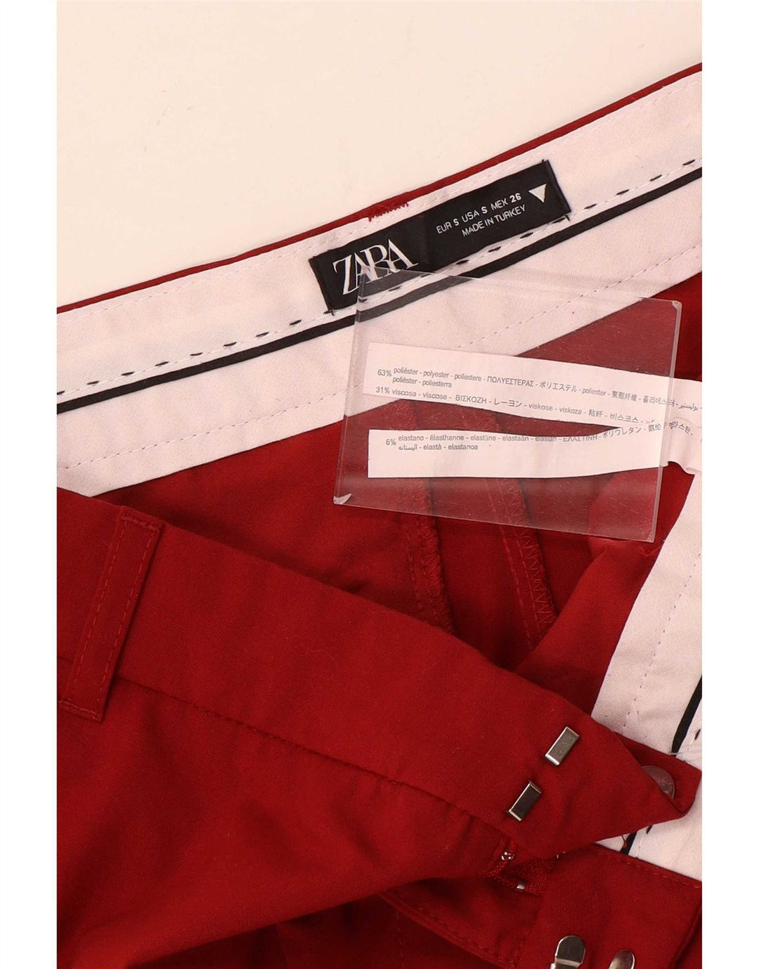 Pantaloni chino bootcut da donna Zara piccoli W26 L33 poliestere rosso
