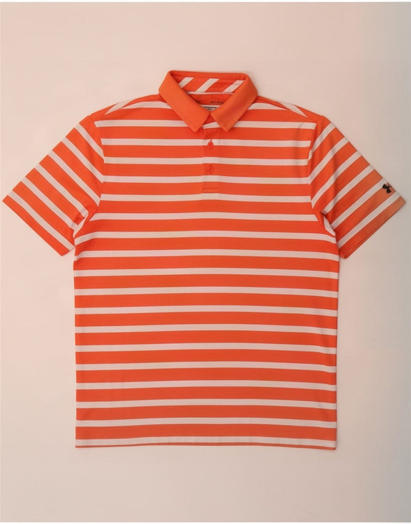 Polo Under Armour da uomo Heat Gear a righe arancioni medie