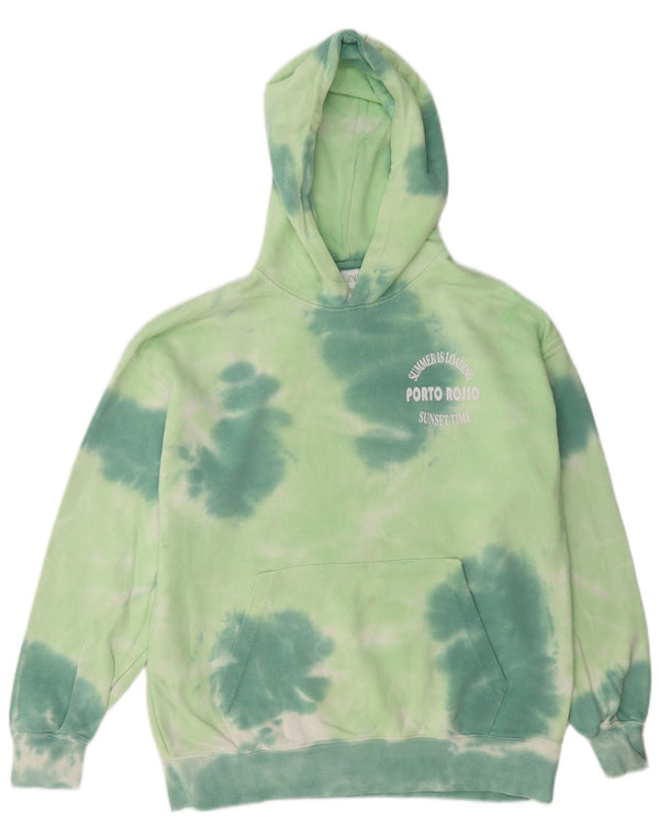 Maglione con cappuccio grafico Zara per ragazzi 11-12 anni in cotone verde tie dye