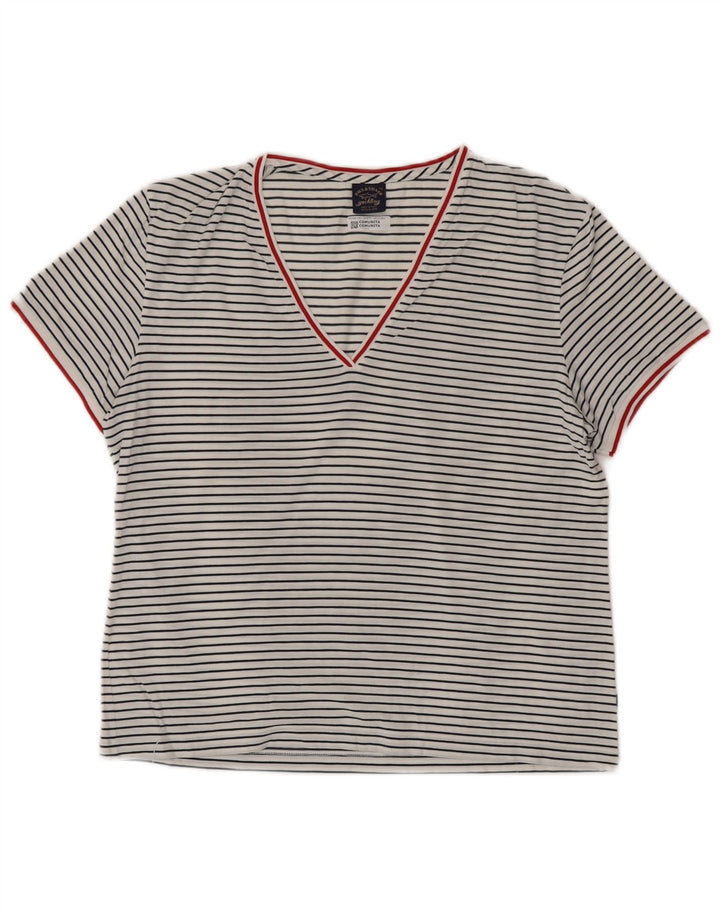 T-shirt da donna PAUL & SHARK UK 18 XL cotone a righe bianche