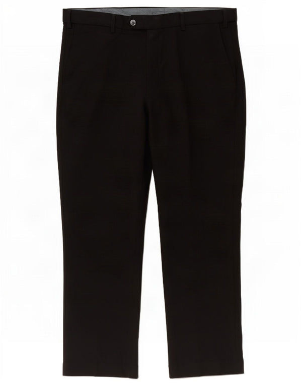 Pantaloni da abito vestibilità regolare da uomo Marks & Spencer W38 L29 poliestere nero
