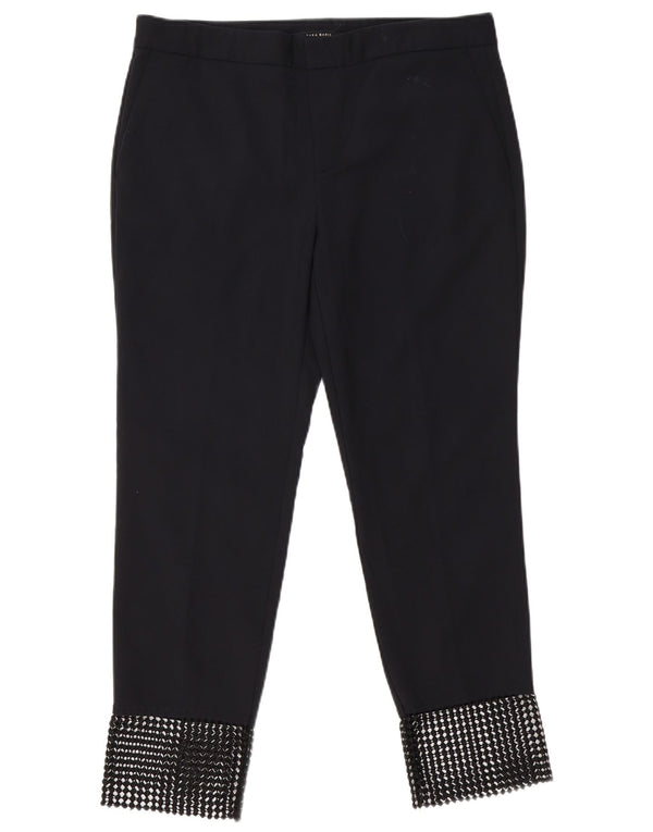 Pantaloni chino slim da donna Zara grandi W33 L27 cotone geometrico nero