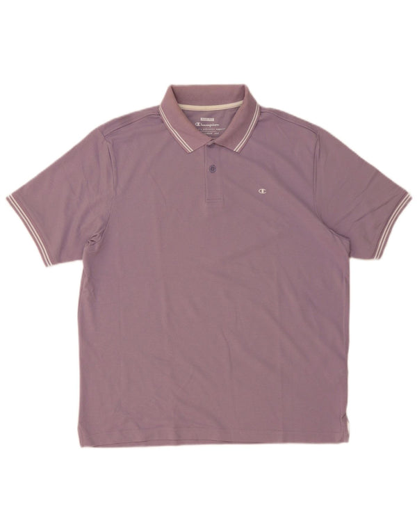 Polo da uomo Easy Fit Champion in cotone a righe viola medio