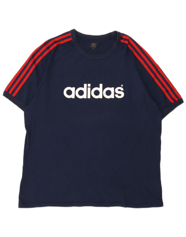 T-shirt grafica da uomo Adidas Top XL in cotone blu navy