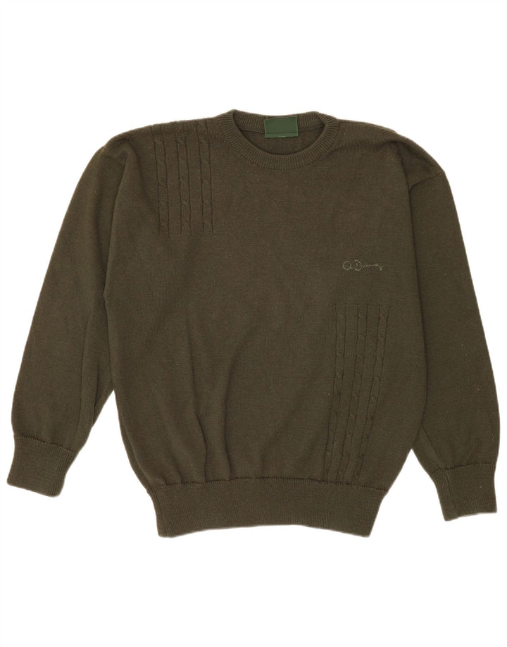 Maglione maglione girocollo da uomo Charles Dubourg in lana verde medio