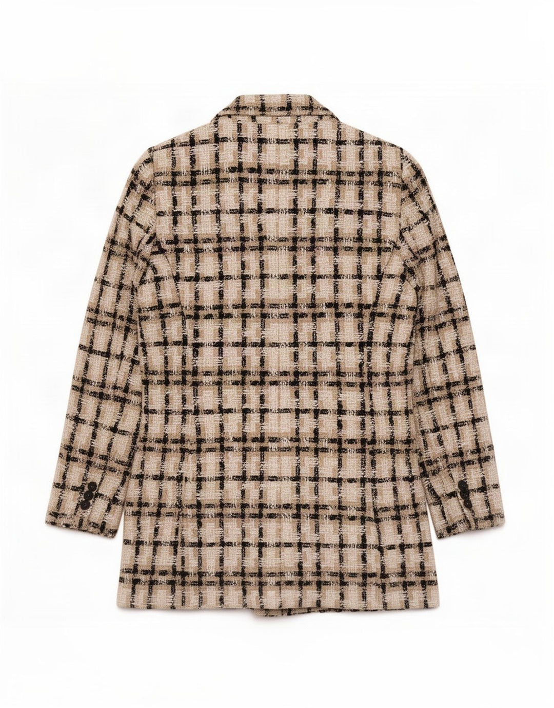 Giacca blazer doppiopetto da donna Zara UK 12 Acrilico a quadri beige medio