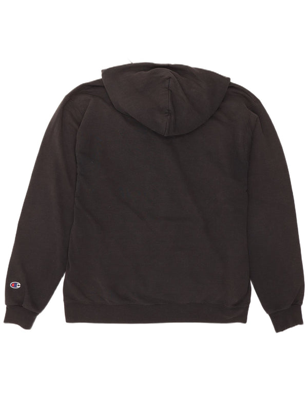 Felpa con cappuccio grafica da uomo Champion Large nera