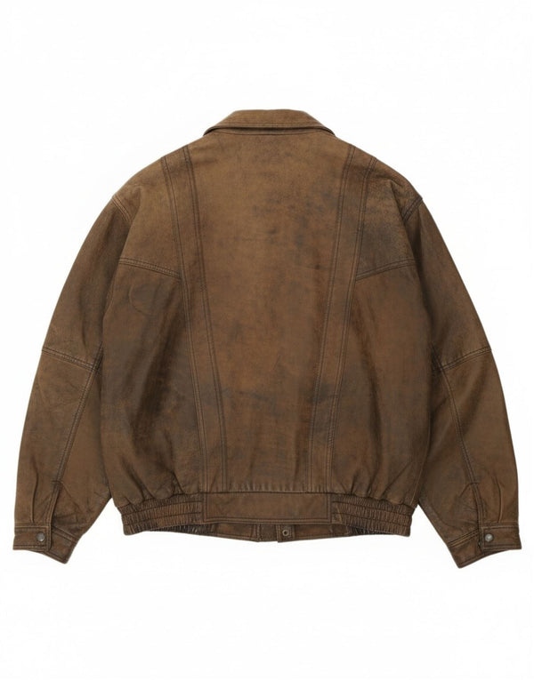 Esclusiva B&S Giacca bomber da uomo in pelle UK 42 XL Pelle marrone