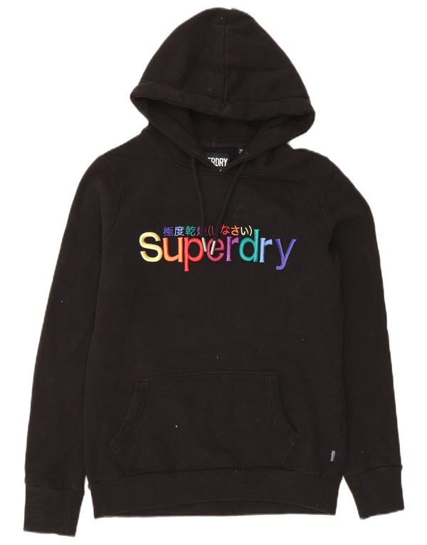 Maglione con cappuccio grafico da donna Superdry UK 10 piccolo cotone nero