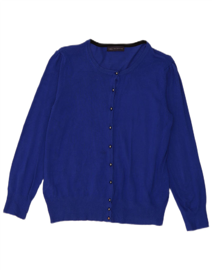 Maglione cardigan da donna Marks & Spencer UK 12 Viscosa blu medio