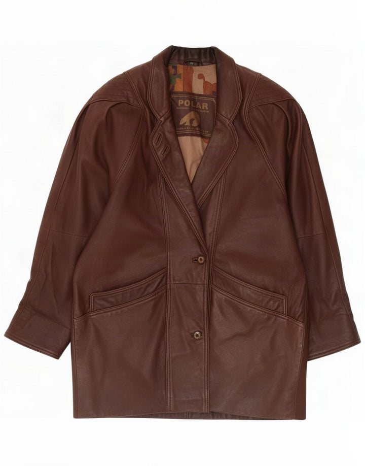 Giacca in pelle oversize da donna vintage EU 38 Marrone medio