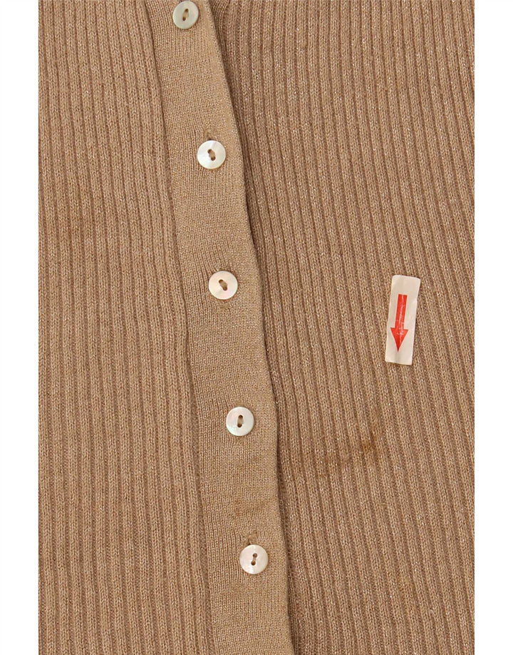Maglione cardigan da donna Zara UK 14 Viscosa screziata beige medio
